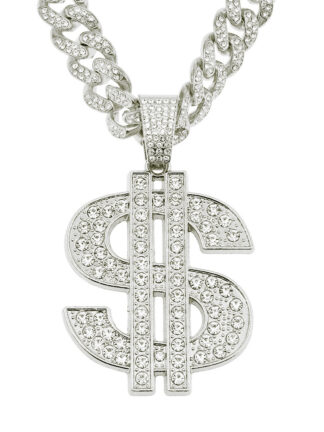 Купить European Hip Hop Diamond-Embedded USD Pendant Cuban Link Chain Necklace Accessories Hipster Cool Domineering Nightclub Clavicle Chai