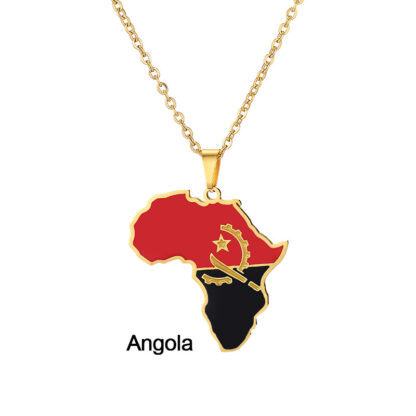 Купить European and American Stainless Steel Africa Map Necklace Nigeria Ghana Somalia Hanging Map Pendant Ornaments Wholesale