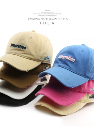 Купить Japanese Style Fashion Letter Embroidery Ripped Peaked Cap Outdoor Sports Female Sun Protection Hat Male Baseball Hat