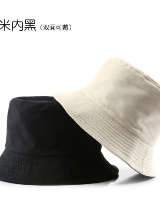 Купить Japanese Womens Spring and Autumn Fashion Personalized Double-Sided Light Board Solid Color Bucket Hat Outdoor Sun Protection Sun Hat Bucket