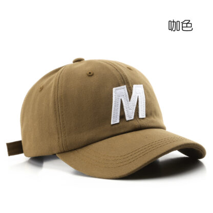 Купить Ball Caps Japanese Womens Spring and Autumn Patch Letter M Curved Brim Peaked Outdoor Fashion Sports and Leisure Student Matching Baseball Cap
