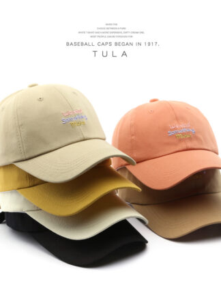 Купить Ball Caps Japanese Style Fashion Letter Embroidery Soft Top Curved Brim Peaked Cap Outdoor Female Protection Sun Hat Matching Baseball Cap