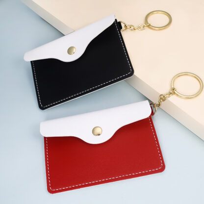 Купить 1Piece Mini Ladies Key-Bag Wallets Women Card-Holders Coin-Purse Fashion Leather key chain Creative gifts keychain pendant
