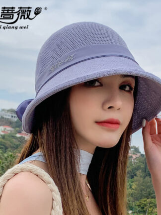 Купить 2021 New Beforcae English Bow Knitted Hat Summer Sun Protection Outdoor Sun Hat in Stock Wholesale