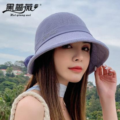 Купить 2021 New Beforcae English Bow Knitted Hat Summer Sun Protection Outdoor Sun Hat in Stock Wholesale