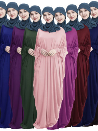 Купить Turkey Muslim Abaya Dress Women Batwing Sleeve Moroccan Kaftan Loose Hijab Dresses Prayer Garment Robe Maxi Islamic Clothing