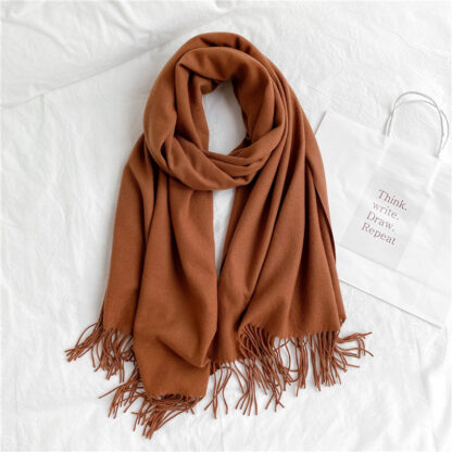 Купить 2021 New Cashmere-like Monochrome Scarf Candy-Colored Warm Scarf with Velvet Thickened All-Matching Fashion Solid Color Shawl No. 6