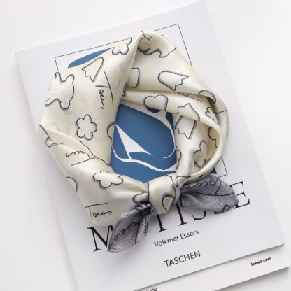 Купить Simple All-Match Silk Scarf Mulberry Silk Small Square Towel Female Accessories Cartoon Young Scarf Comfortable Classic Hair Band No. 5