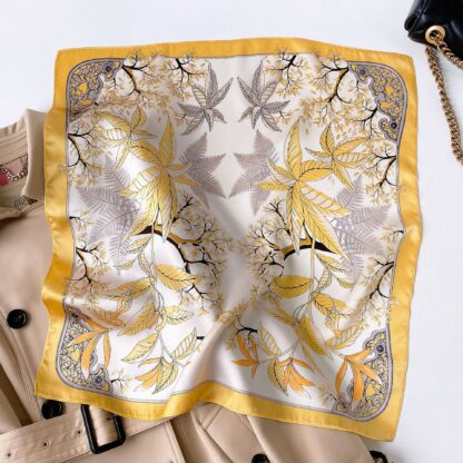 Купить New Silk Scarf Small Scarf Female Mulberry Silk Floral Printing Popular Small Square Towel Hair Band Tied Gro-Bag Scarf No. 5