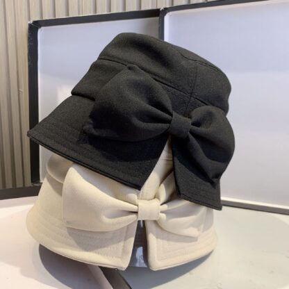 Купить Hat for Women Spring and Summer New Thin Bow Bucket Hat Girl Sun Protection Bucket Hat Korean Style Ins Face-Covering Fisherman