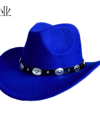 Купить British Style Metal Belt Fur Felt Hat Vintage Top Hat Woolen Denim Hat Exclusive for Cross-Border
