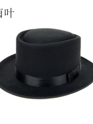 Купить Old White Hat Mens Woolen Billycock Deadly Poison Man European and American Sun Hat British Retro Flat Top Hat