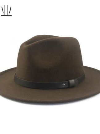 Купить Vintage Woolen Bowler Hat Flat Brim Felt Cap British Style Autumn and Winter Warm Hat Men and Women Jazz Top Hat 60 Cm58cm