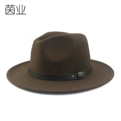 Купить Vintage Woolen Bowler Hat Flat Brim Felt Cap British Style Autumn and Winter Warm Hat Men and Women Jazz Top Hat 60 Cm58cm