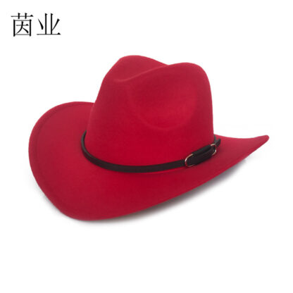 Купить Retro Mens Woolen Cowboy Hat Autumn and Winter Hot Selling Western Cowboy Hat Womens Dress Hat Fedora Felt Cap