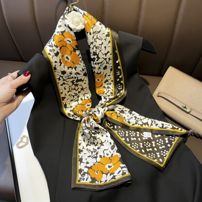 Купить Hangzhou Spring and Autumn Double-Layer Silk Crepe Scarf Mulberry Silk Scarf with Ribbon for Women 150 * 15cm