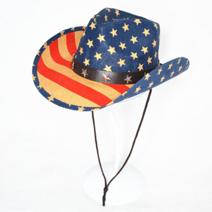 Купить Sailor Dance American Flag Retro Personality Western Cowboy Hat Summer Prairie Straw Hat Neutral Straw Hat