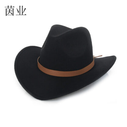 Купить Tassel Belt Western Cowboy Top Hat Men and Women Autumn and Winter Warm Fedora Hat Woolen Top Hat Felt Cap
