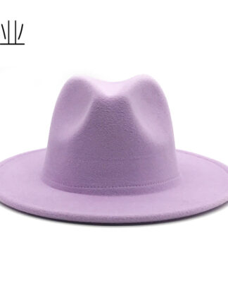 Купить Light Board 420G Fabric Wide Brim Woolen Hat Womens Fedora Hat Fashionable All-Match British Style Felt Cap Wool-like Hat