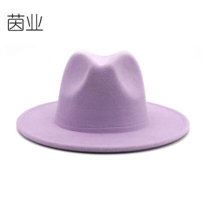 Купить Light Board 420G Fabric Wide Brim Woolen Hat Womens Fedora Hat Fashionable All-Match British Style Felt Cap Wool-like Hat