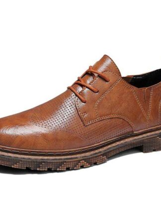 Купить Mens Handmade PU High Quality Hollow Dress Derby Shoes Low Heel Round Toe Comfortable Classic Business Casual Shoes 5KE010