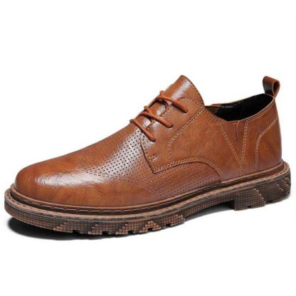 Купить Mens Handmade PU High Quality Hollow Dress Derby Shoes Low Heel Round Toe Comfortable Classic Business Casual Shoes 5KE010