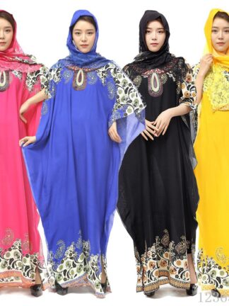 Купить Kalenmos Muslim Kaftan Abaya Dress Women Bat Sleeve Ramadan Islamic Summer Maxi Outwear Caftan Dubai Arabic Hijab Ropa Long Robe