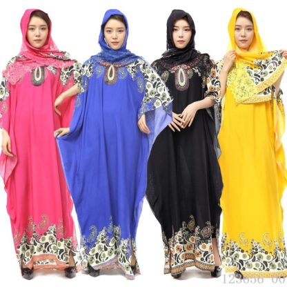 Купить Kalenmos Muslim Kaftan Abaya Dress Women Bat Sleeve Ramadan Islamic Summer Maxi Outwear Caftan Dubai Arabic Hijab Ropa Long Robe