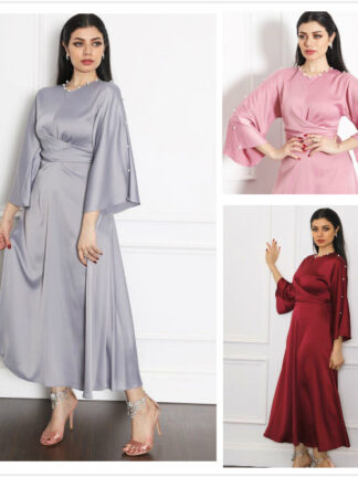 Купить Turkey India Muslim Abaya Dress Women Ribbon Lace-up Ethnic Maxi Long Vestidos Gown Dubai Islamic Clothing Moroccan Kaftan Femme