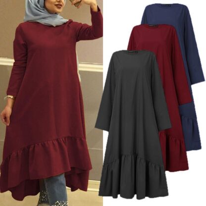 Купить Turkey Muslim Women Top Dress Moroccan Kaftan Party Maxi Shirt Vestido Robe Femme Musulman Prayer Garment Islamic Clothing Tops