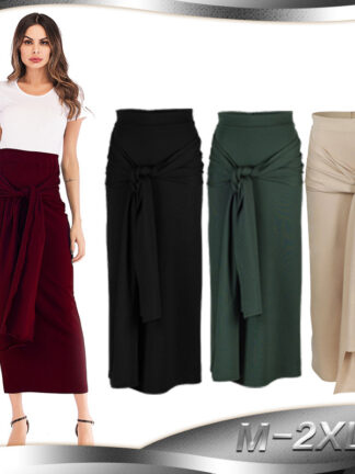Купить Lace-up High Waist Skirts Muslim Women Slim Bodycon Elastic Hip Long Pencil Skirt Solid Color Middle East Abaya Islamic Clothing