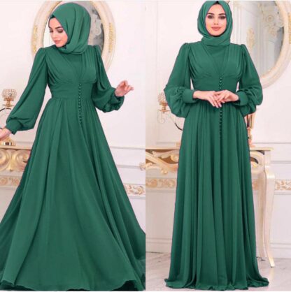 Купить Chiffon Abaya Dubai Muslim Hijab Dress Turkey Islam Clothing Eid Dresses Abayas for Women Robe Femme Musulman Kaftan Spring 2021