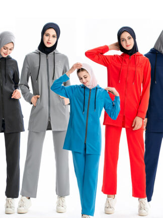 Купить 2 Piece Set Arab Muslim Hoodies Top Long Pant Sweat Suits Women Jogging Sports Trasuit Hooded Sweatshirt Outfits Ensembles