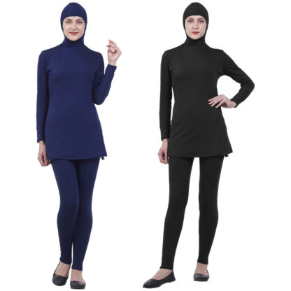 Купить Muslim Swimwear full cover Modest Swim Surf Wear Sport Islamic Women Bathing Suit Beach Swim 2 Piece Plus Size Swimsuit 2021