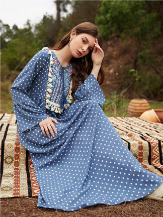Купить Summer Muslim Dress Women Islamic Clothing Eid Abaya Moroccan Kaftan Robe Dashiki Plus Size Print Long Maxi Dress Vestidos 2021