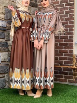 Купить Turkey Ramadan Muslim Abaya Women Hijab Dress Eid Musulman Moroccan Kaftan Lace-up vestidos Djellaba Jubah Robe Islamic Clothing