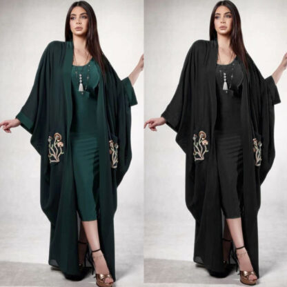 Купить Muslim Abaya Embroidery Caftan Kimono Long Robe Women Batwing Sleeve Islamic Clothing Jubah Open Jilbab Elbise Abayas In Dubai