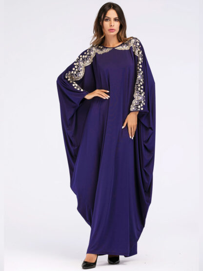 Купить Plus Size Loose Abaya Women Muslim Dress Batwing Sleeve Long Dress Ladies Robes Kaftan Dubai Islamic Clothing Maxi Hijab Dress