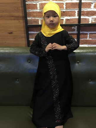 Купить Vestidos Muslim Girls Dress 2021 Children Kaftan Turkey Abaya Kids Dubai Arabic Moslima Elbise Hijab Turkish Islamic Clothing