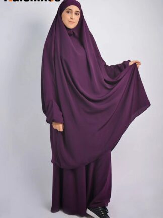 Купить Eid Prayer Garment Set Muslim Women Hijab Dress Jilbab Abaya Long Khimar Full Cover Ramadan Gown Abayas Islamic Niqab Vestidos