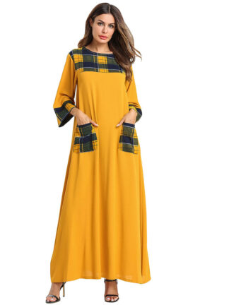 Купить Dubai Muslim Trasuit Dress Women Lattice Poet A-line Big Swing Long Dresses Robes Abaya Kaftan Turkey Arabic Ethnic Clothing