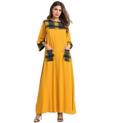 Купить Dubai Muslim Trasuit Dress Women Lattice Poet A-line Big Swing Long Dresses Robes Abaya Kaftan Turkey Arabic Ethnic Clothing