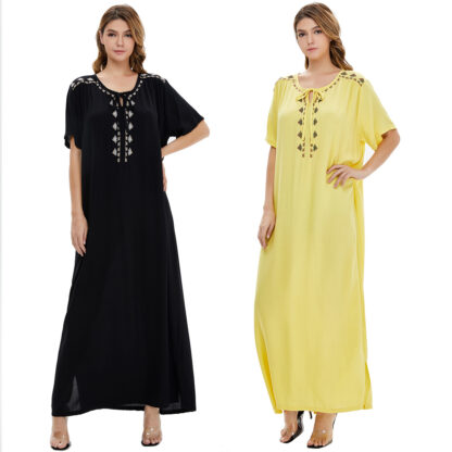 Купить Ramadan Turkey Muslim Dress Women Abaya Moroccan Kaftan Islamic Clothing Hijab Djellaba Dubai Jilbab Party Vestidos Eid Summer