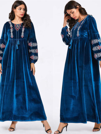 Купить Turkey Veet Muslim Dress Women Moroccan Kaftan Maxi Abaya Hijab Dresses Kimono Jubah Robe A-line Islamic Clothing Arabic Dress