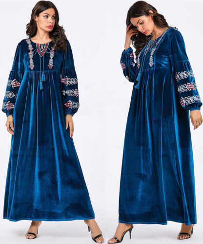 Купить Turkey Veet Muslim Dress Women Moroccan Kaftan Maxi Abaya Hijab Dresses Kimono Jubah Robe A-line Islamic Clothing Arabic Dress