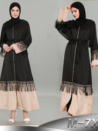 Купить 2021 Eid Abaya Dubai Muslim Dresss Moroccan Kaftan Turkey Women Long Tassel Jilbab Cardigan Hijab Dress Turkish Islamic Clothing