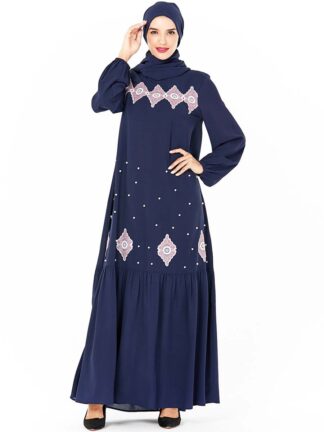 Купить Dubai Ramadan Abaya Muslim Dress Women Pearl Embroidery Big Swing Arab Long Dresses Kimono Turkey Islamic Clothing Spring New