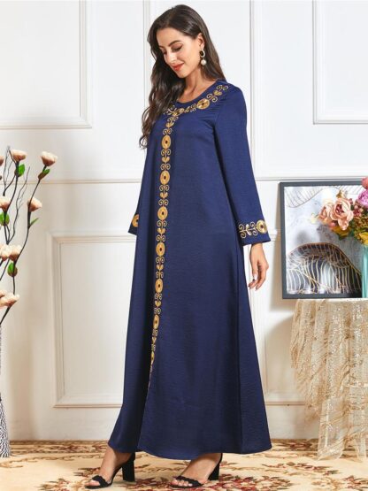 Купить Moroccan Kaftan Trasuit Dress Women Muslim Big Swing Splice Ramadan Hijab Dresses Dubai Arab Kimono Jubah Turkey Clothes 2021