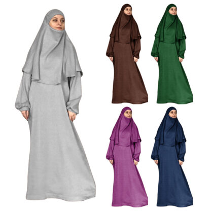Купить Kalenmos Formal Muslim Women Hijab Dress Abaya Prayer Garment Sets khimar Islamic Clothing Dubai Turkey Namaz Jurken Abayas