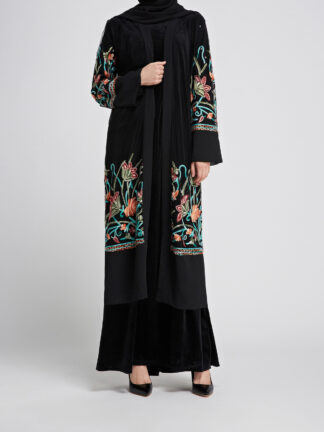 Купить Muslim Abaya Dress Women Jilbab Embroidery Lace Jubah Robe Floral Elbise Turkey Moroccan Kaftan Kimono Caftan Islamic Clothing